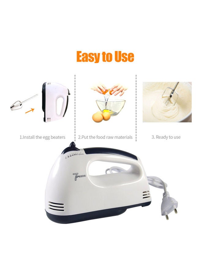 7 Speed Stainless Steel Whisk Automatic Electric Egg Beater With EU Plug MH1074 White - Image 4